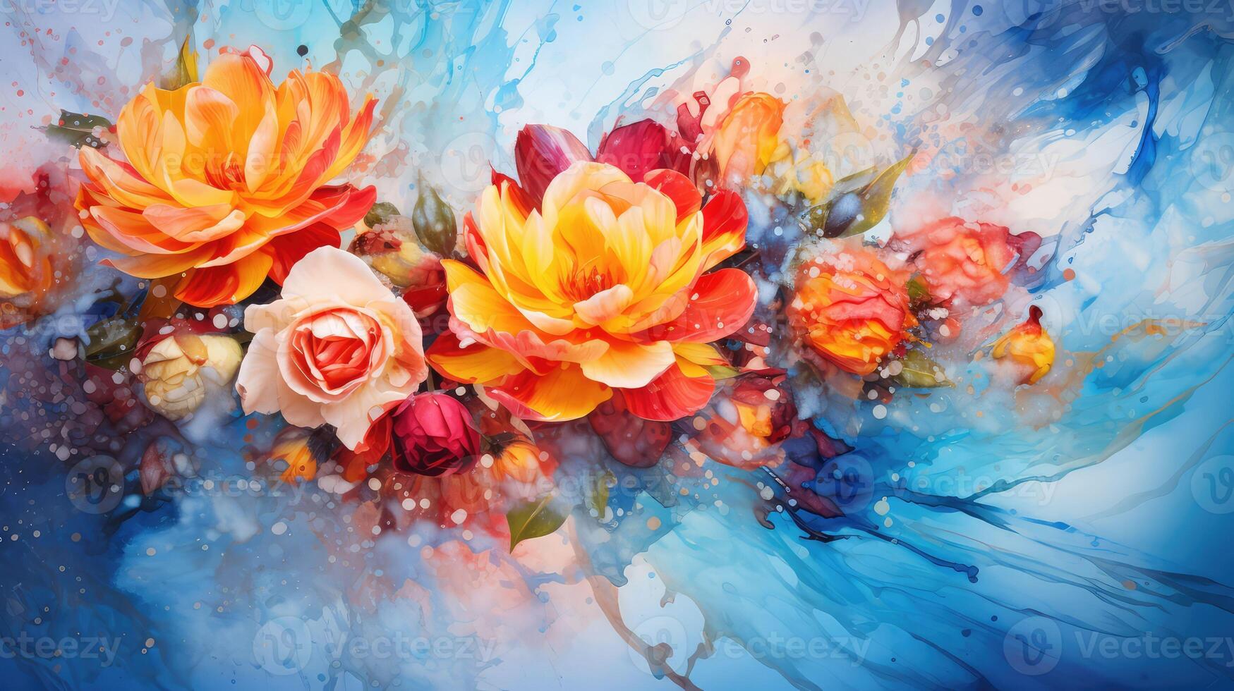 painting water color flowers frame photo