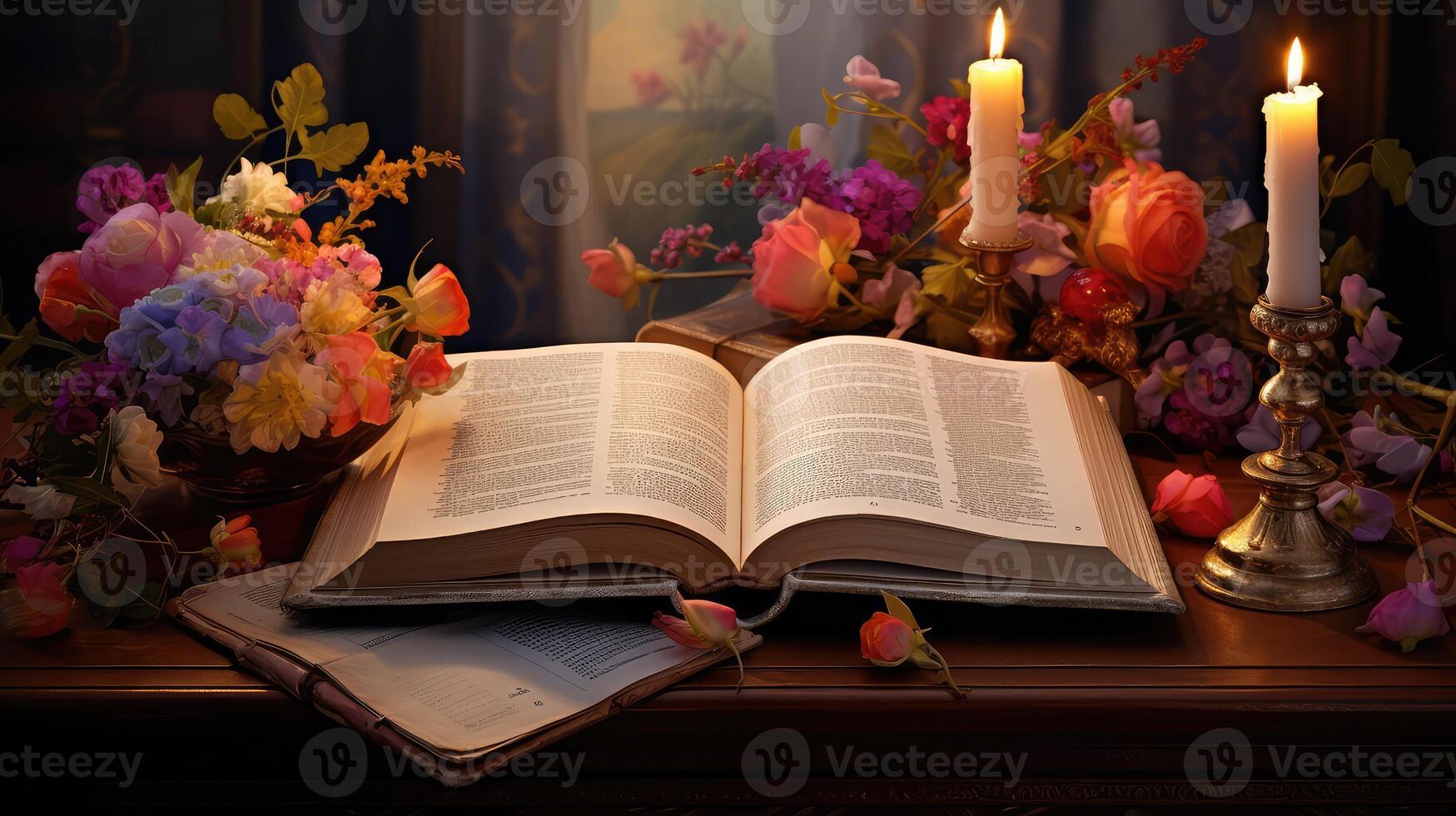 annotatis bible open on table photo