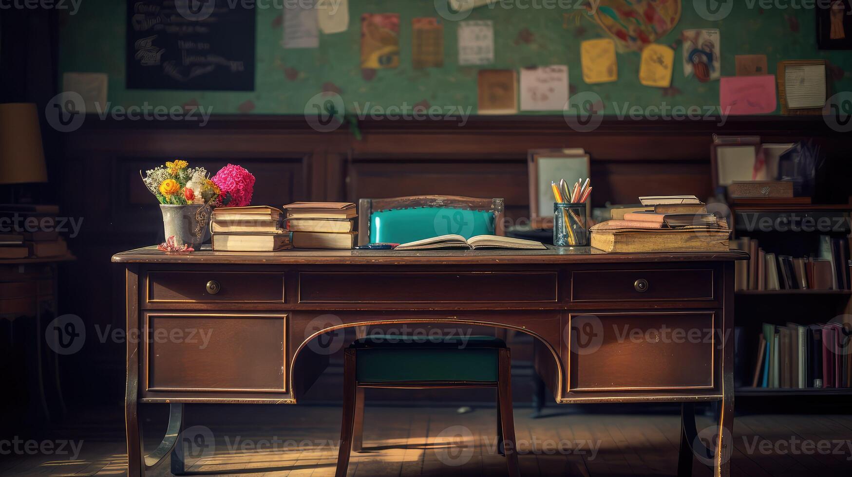 photo empty teacher desk