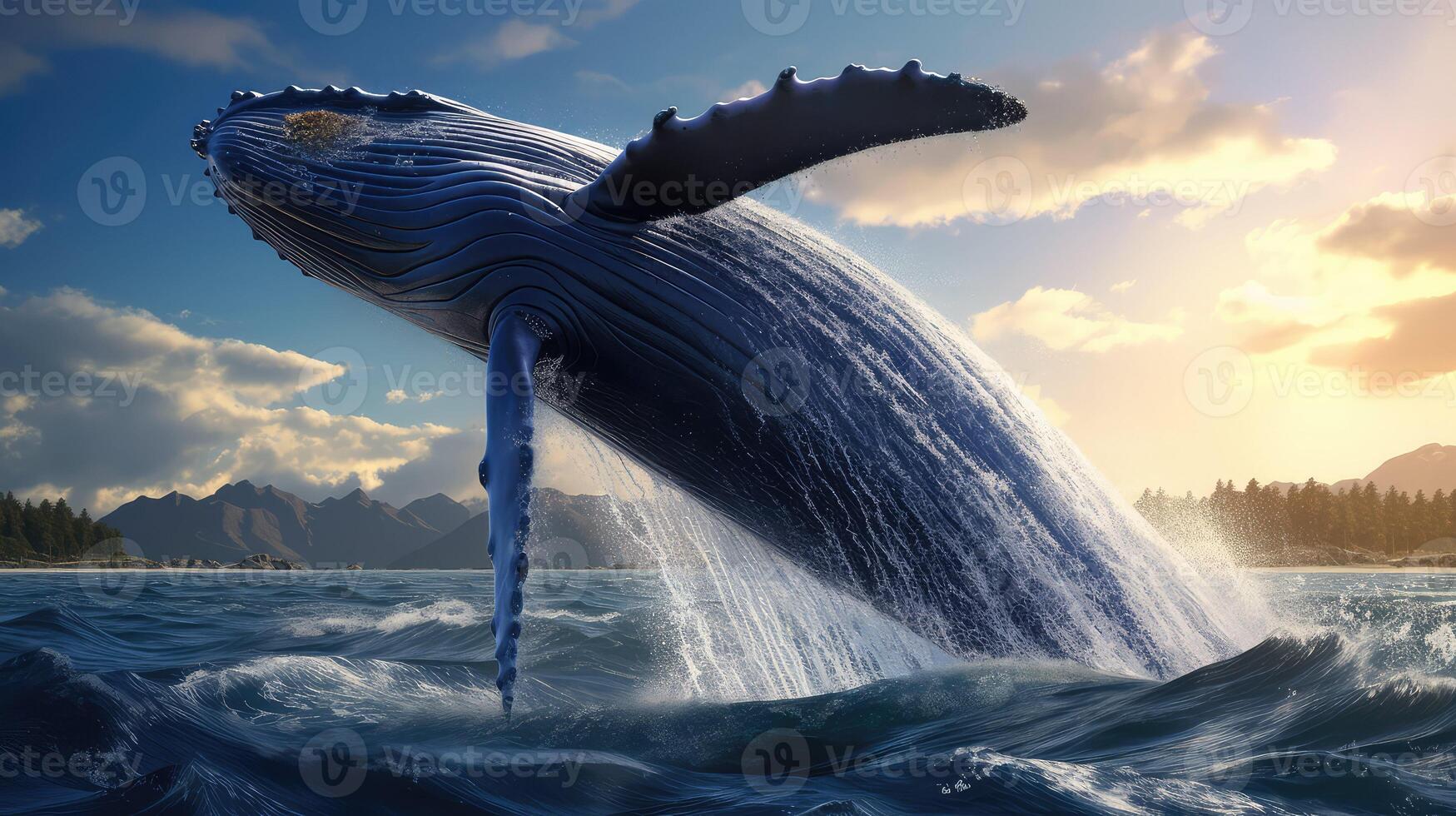 leaping blue whale cartoon photo