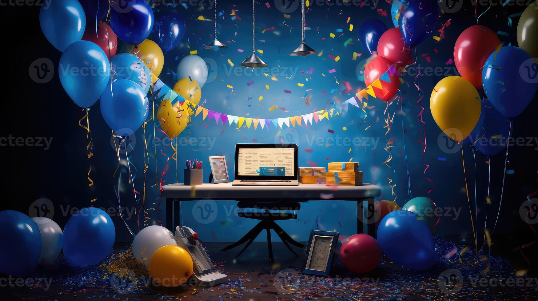 balloons celebrate desk photo