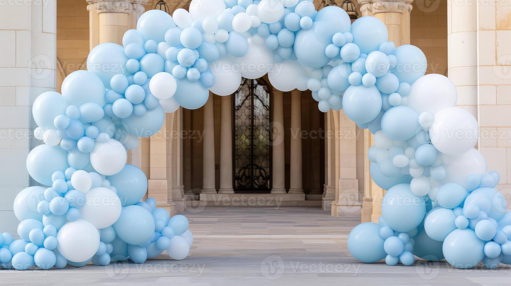 whimsical baby blue balloons photo