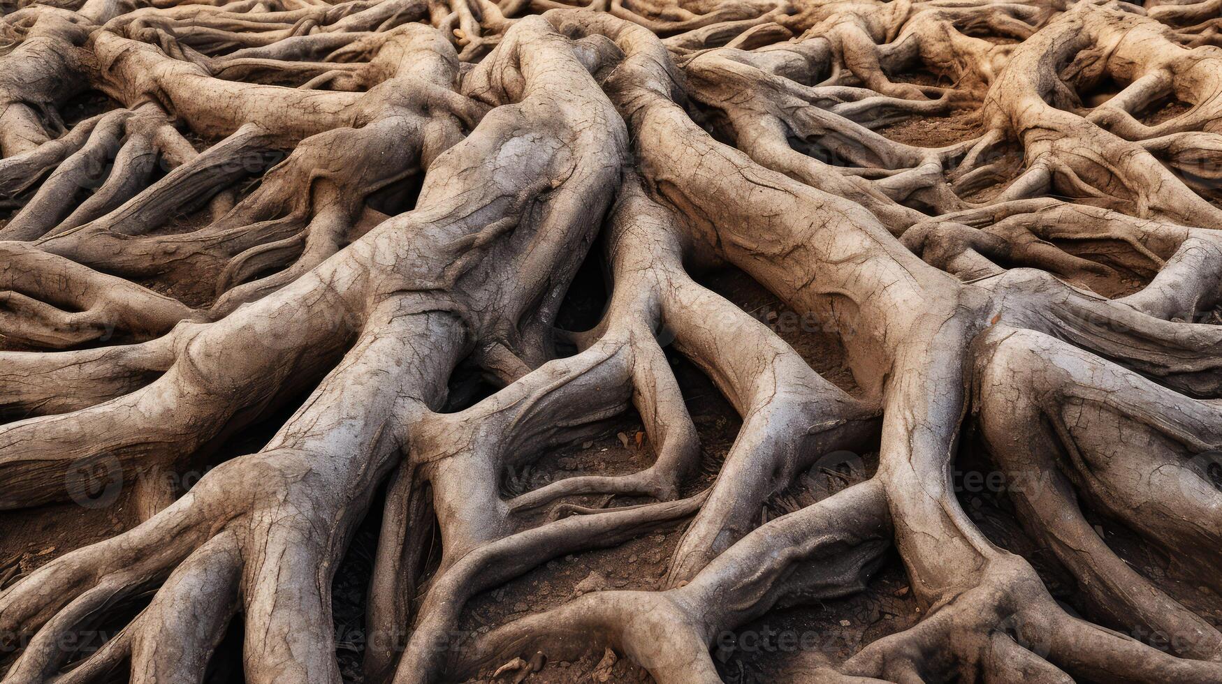 soil tree roots branches photo
