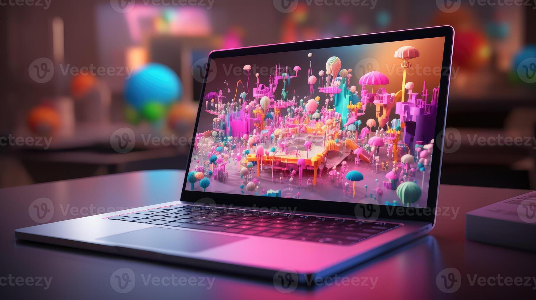 colorful white laptop 3d photo