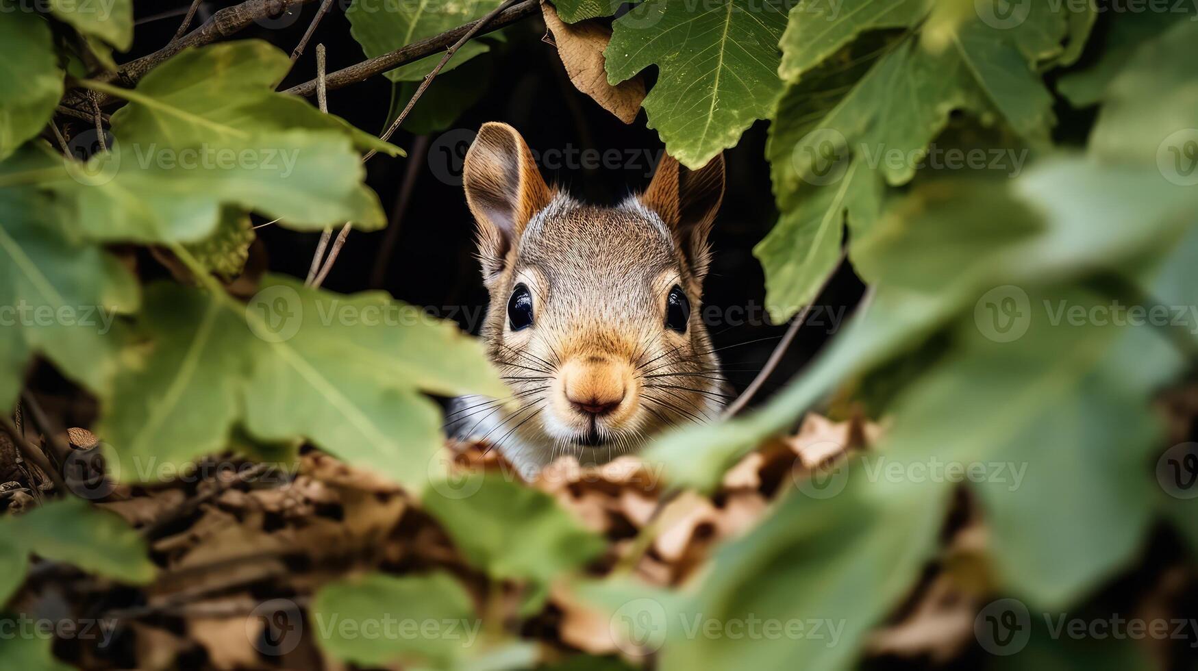 camouflage squirrel in tree photo