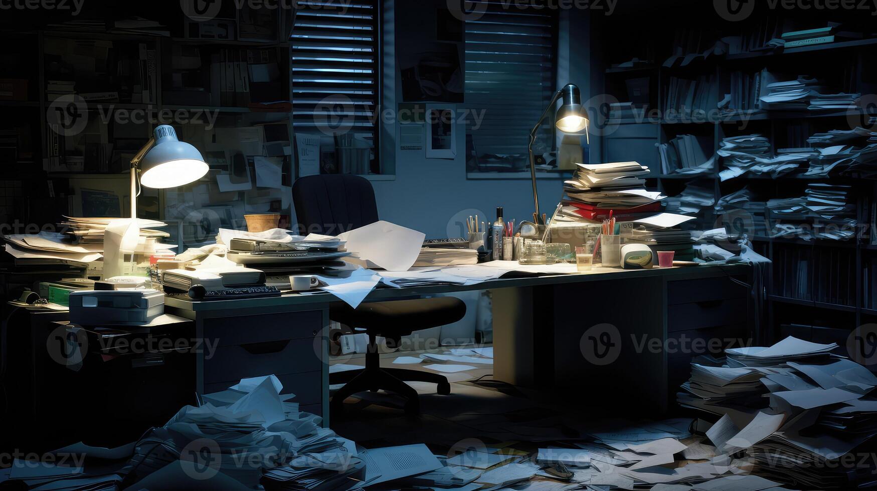 lamp office at night photo