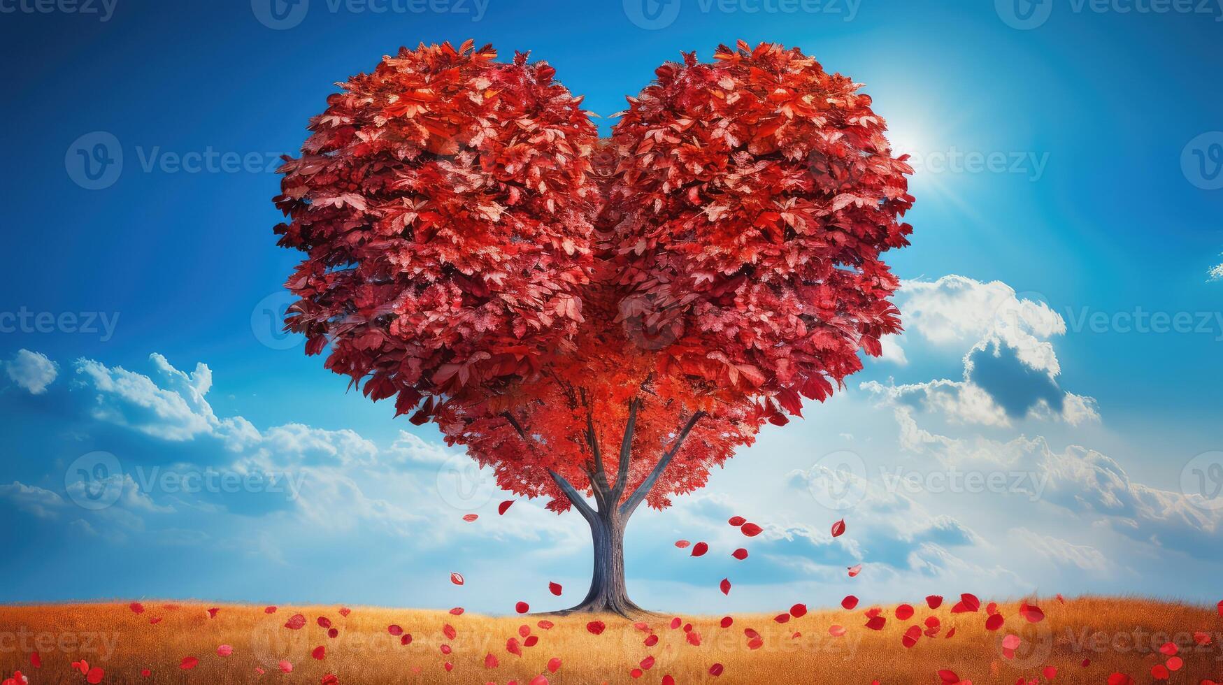 autumn tree heart leaves photo
