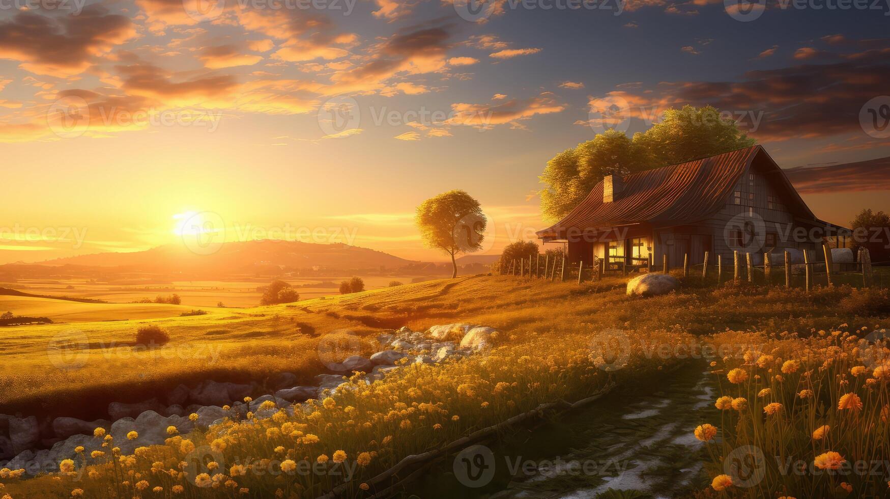 rays sunrise house photo