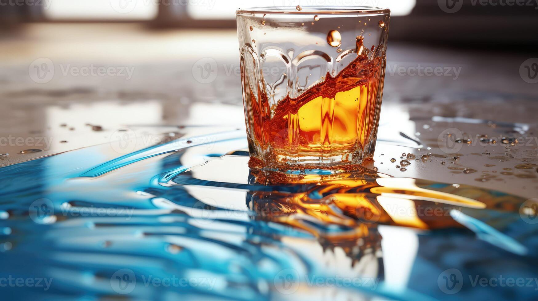 shimmering spilled shot glass photo