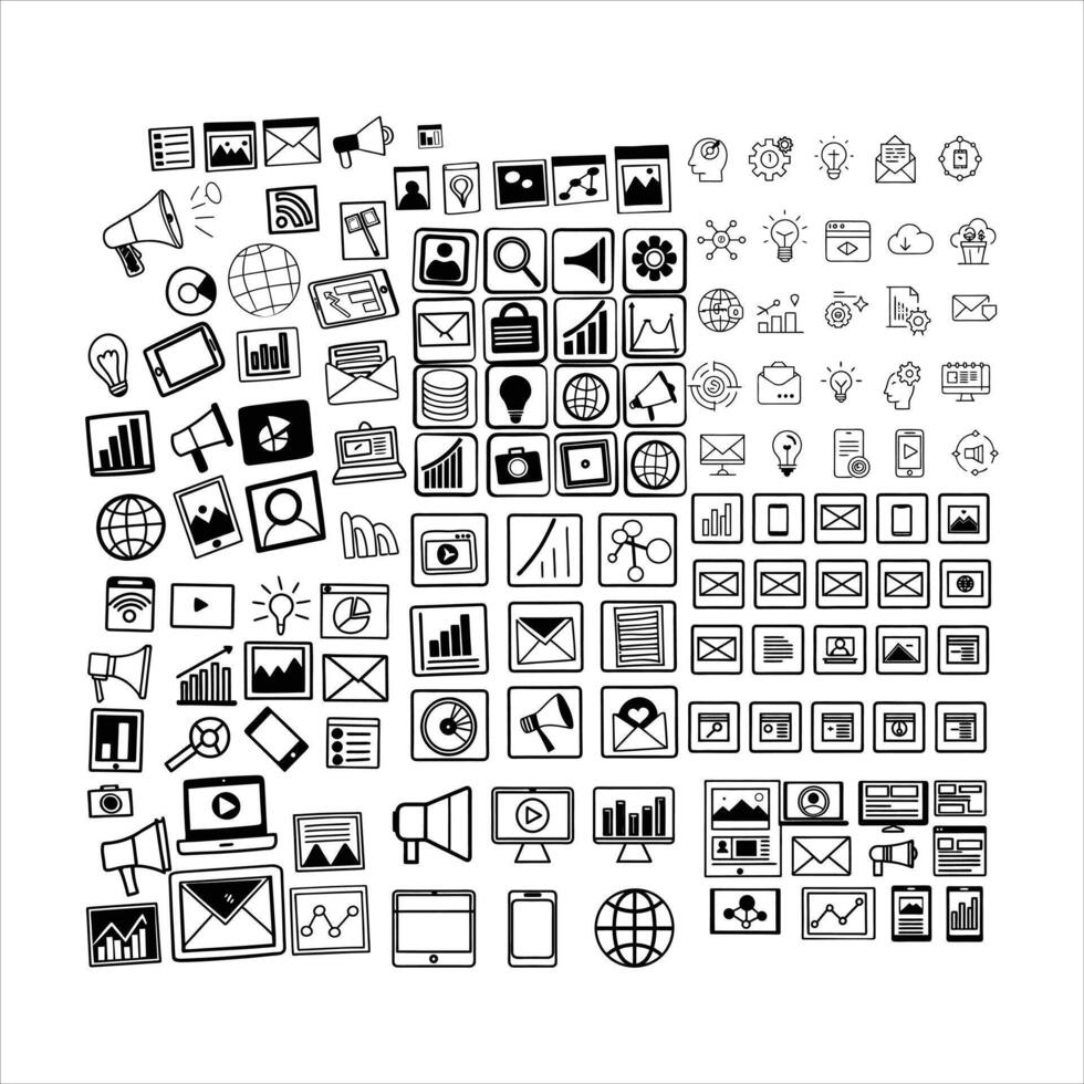 Line Digital Marketing Icons Set Illustration vector