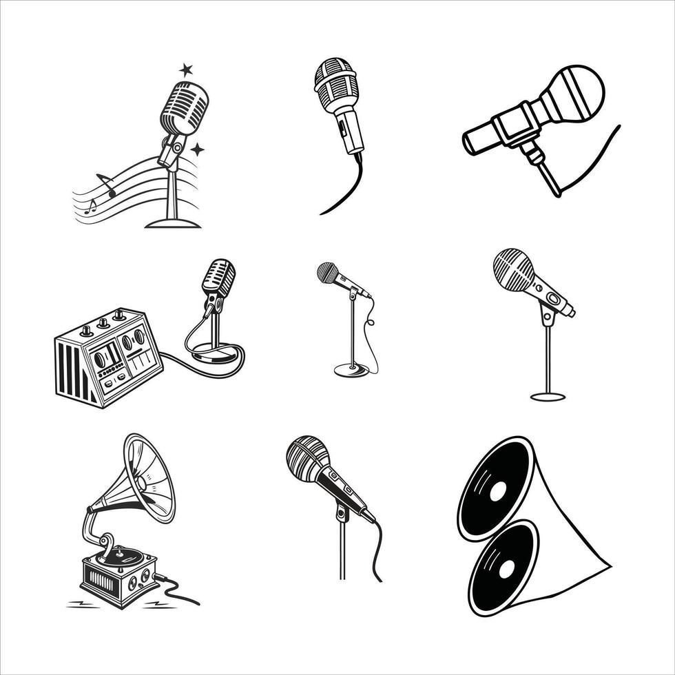 modern digital microphone set. vector