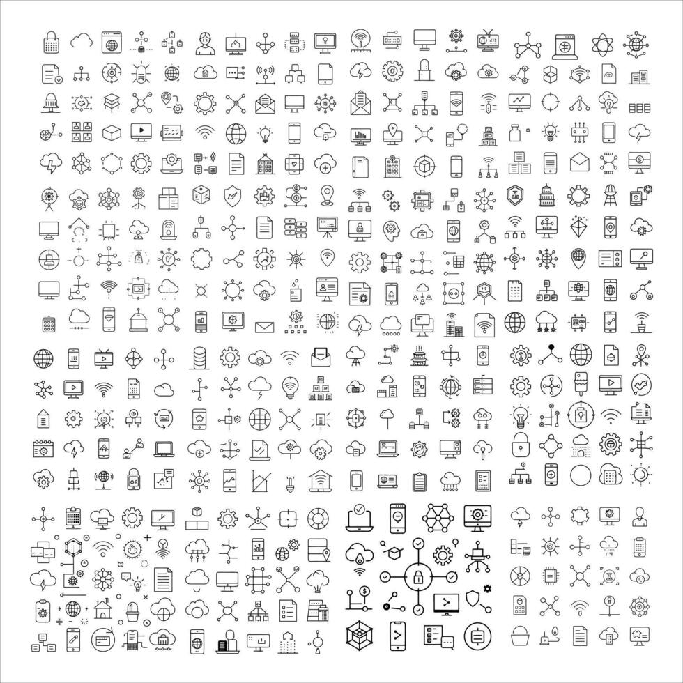 Modern Thin Line Network Technology Icons . vector