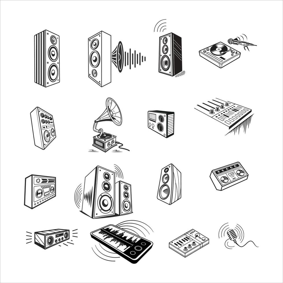 modern microphone speaker set. vector