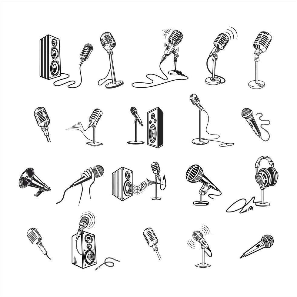 modern microphone set. vector