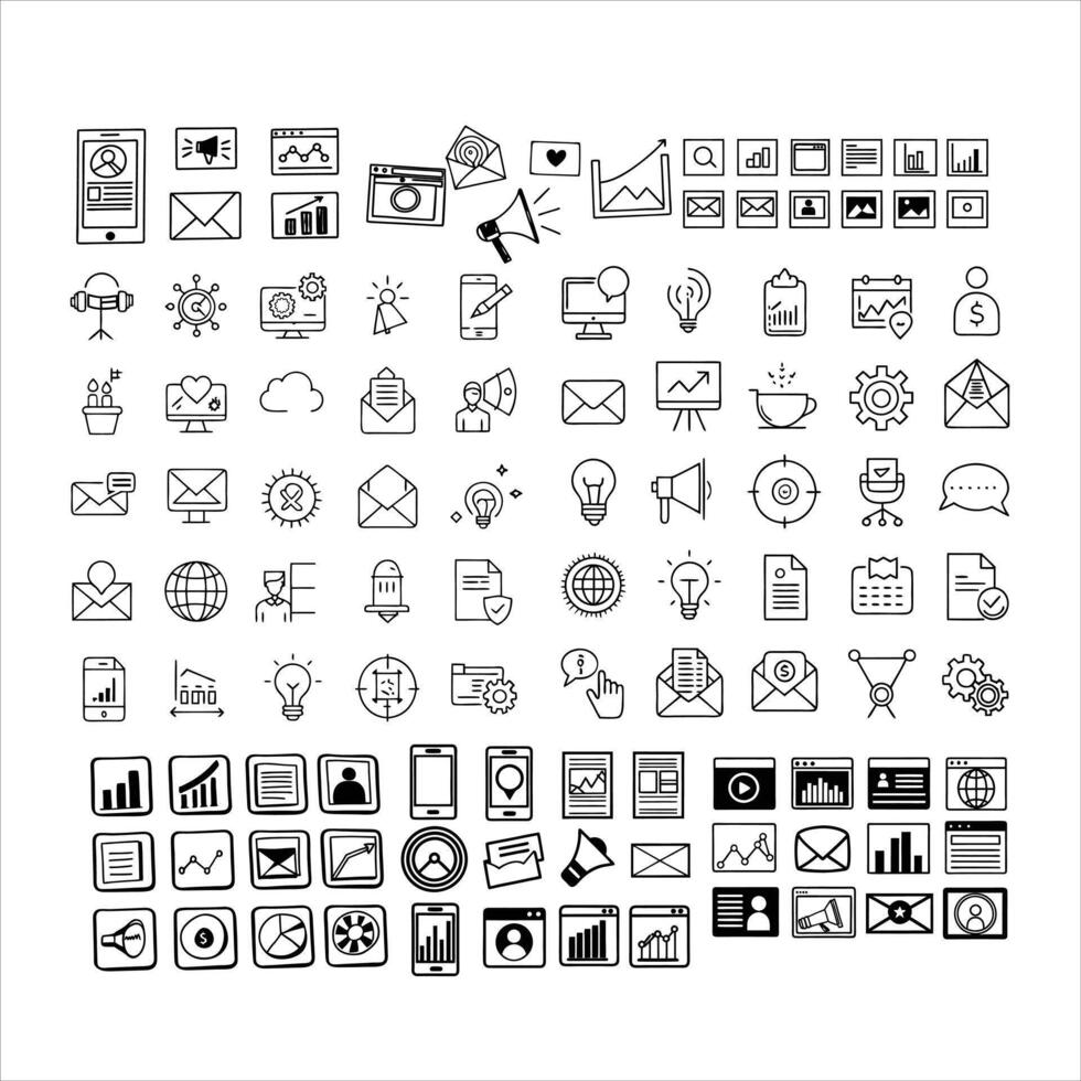 Line Digital Marketing Icons Set vector