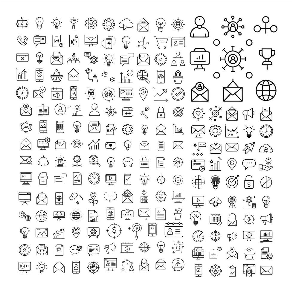 Thin Line Digital Marketing Icons Set Illustration vector