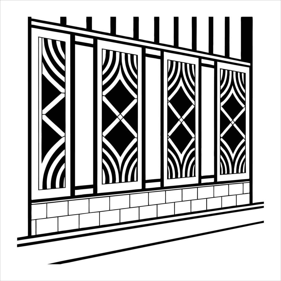 Simple black and white art deco lines pattern vector