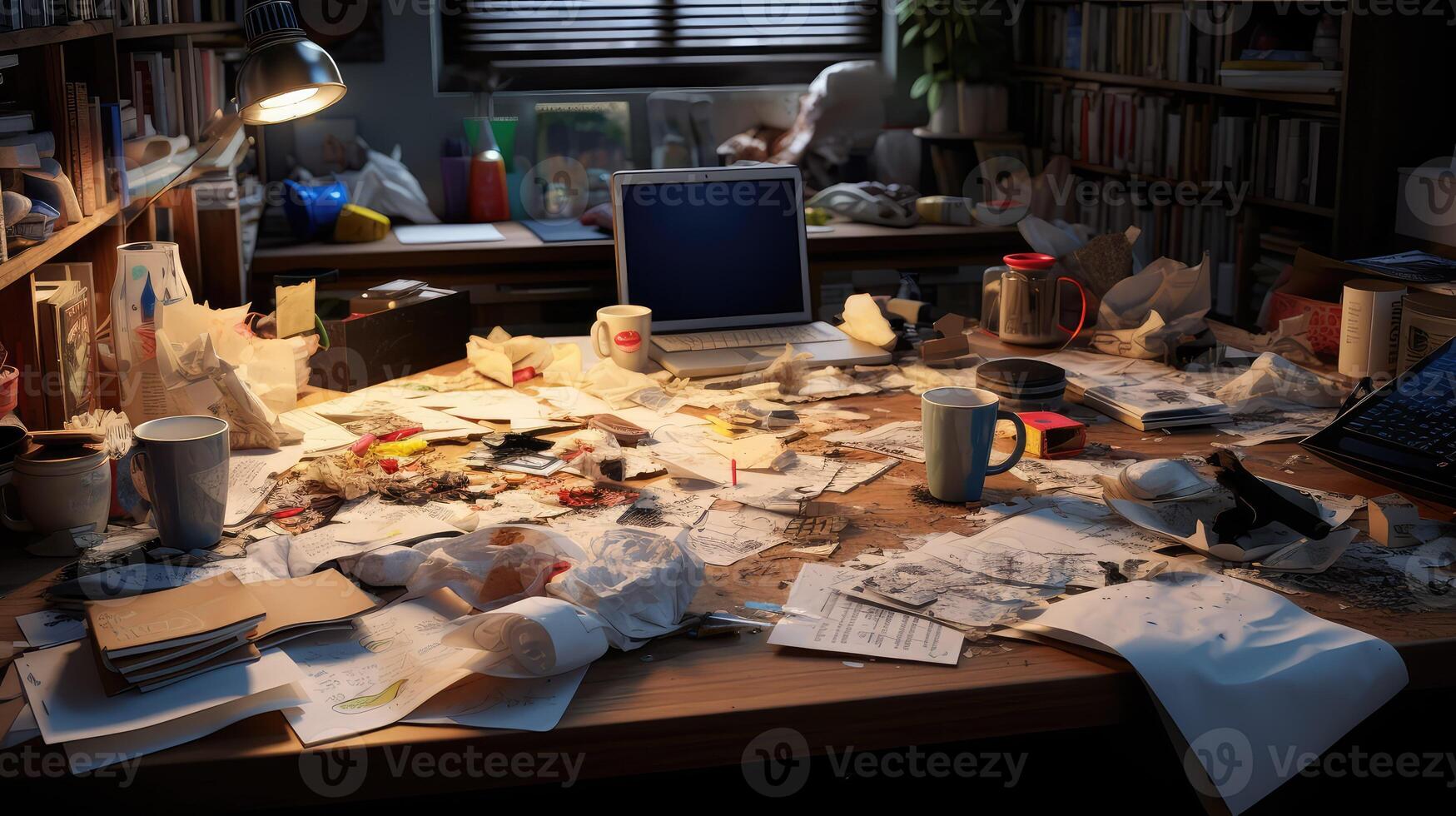 untidy messy desk photo