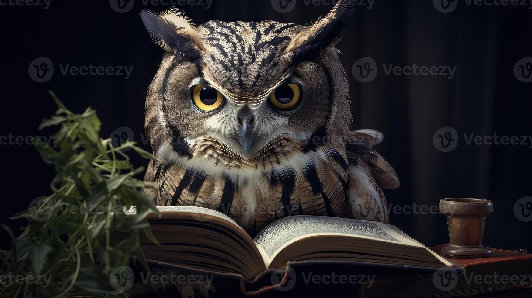 wisdom animals with books photo