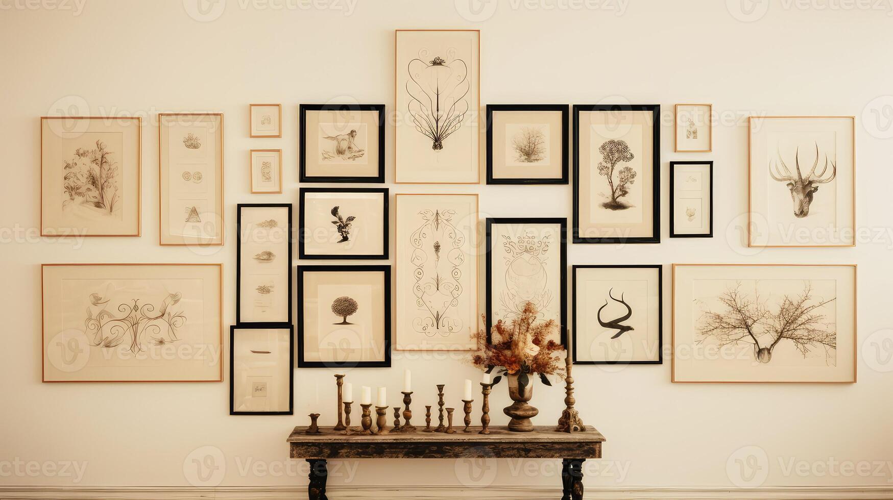wll picture frames on a wall photo