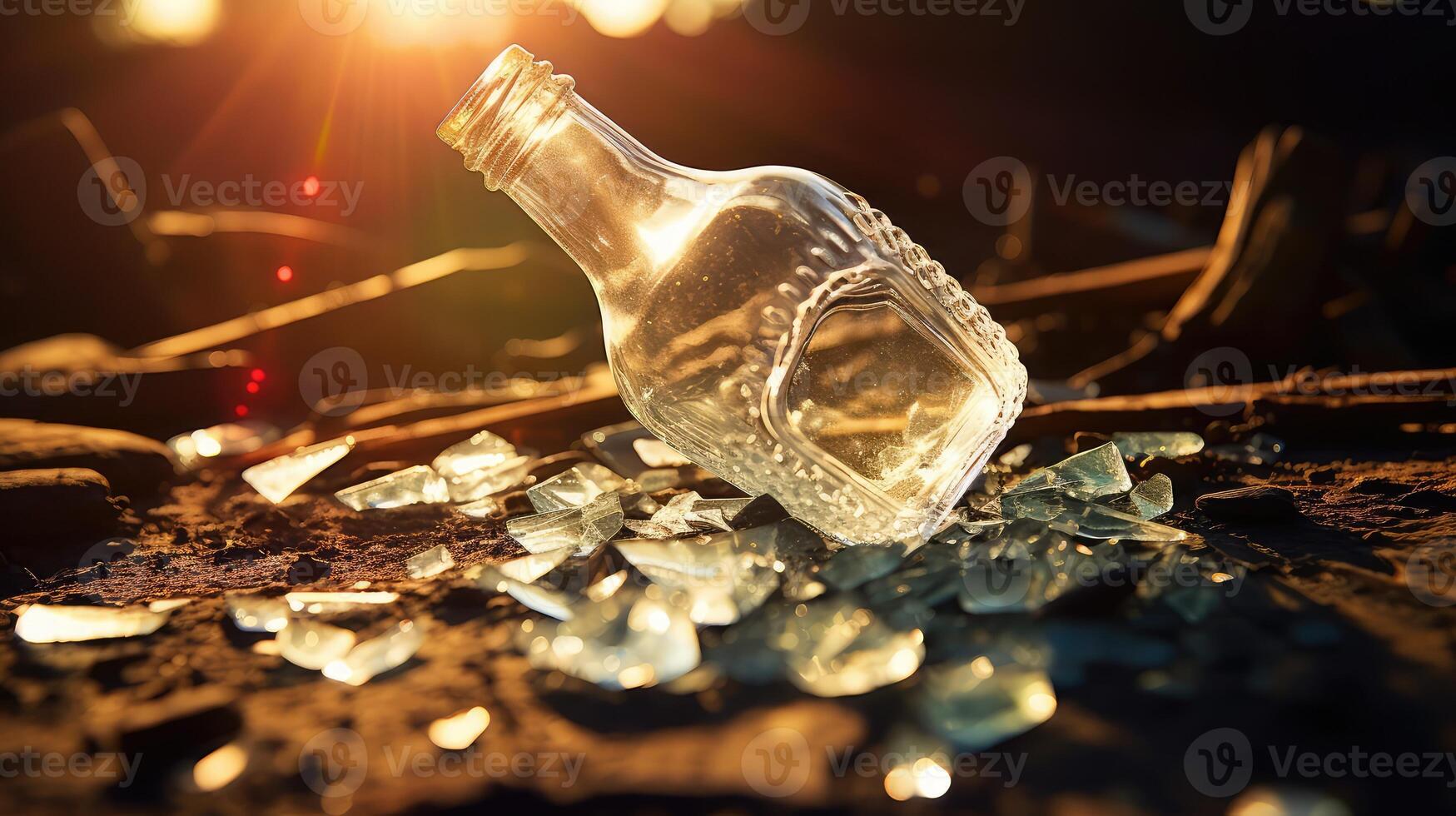 scattered broken glass bottle photo