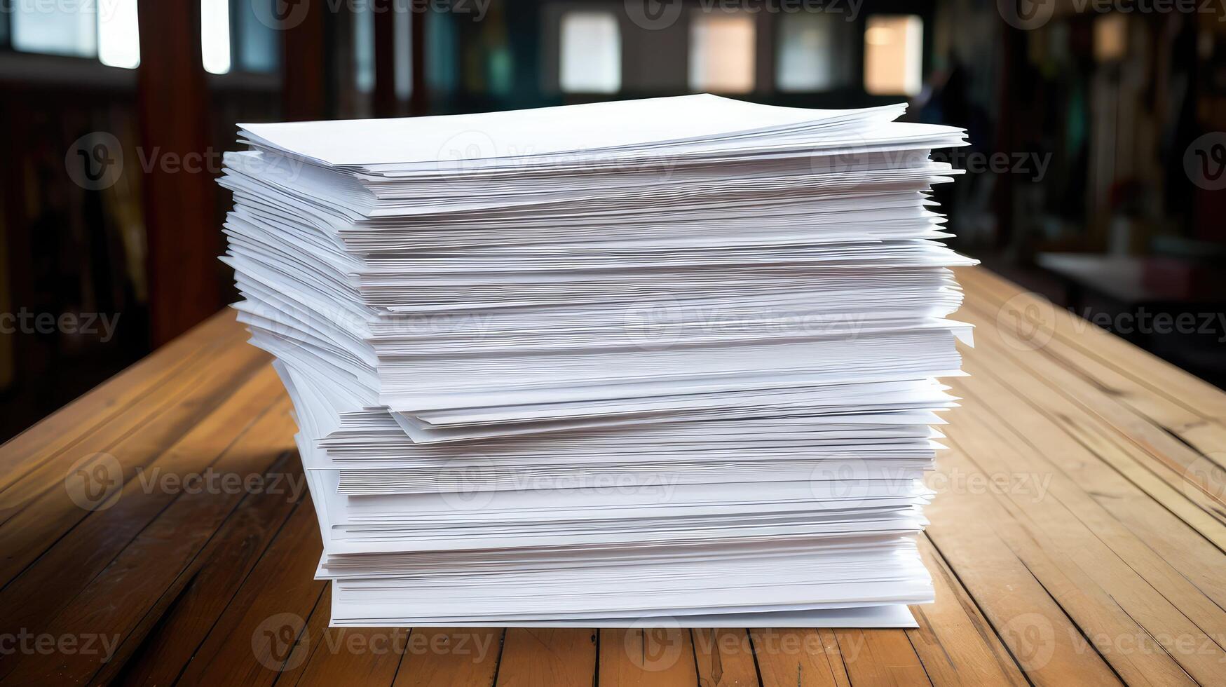 aligned stack of white paper photo