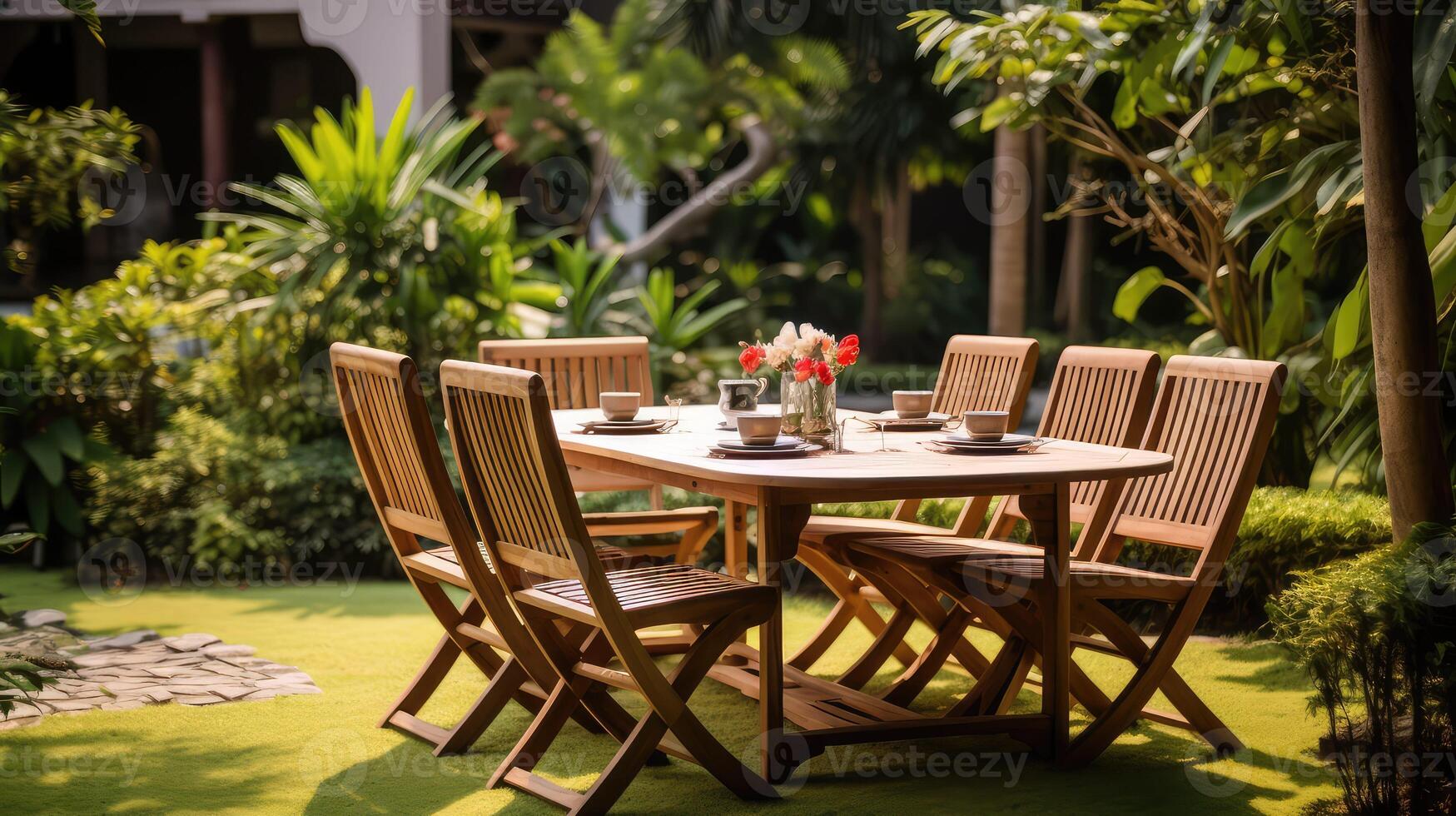 outdoor teak wood furniture photo