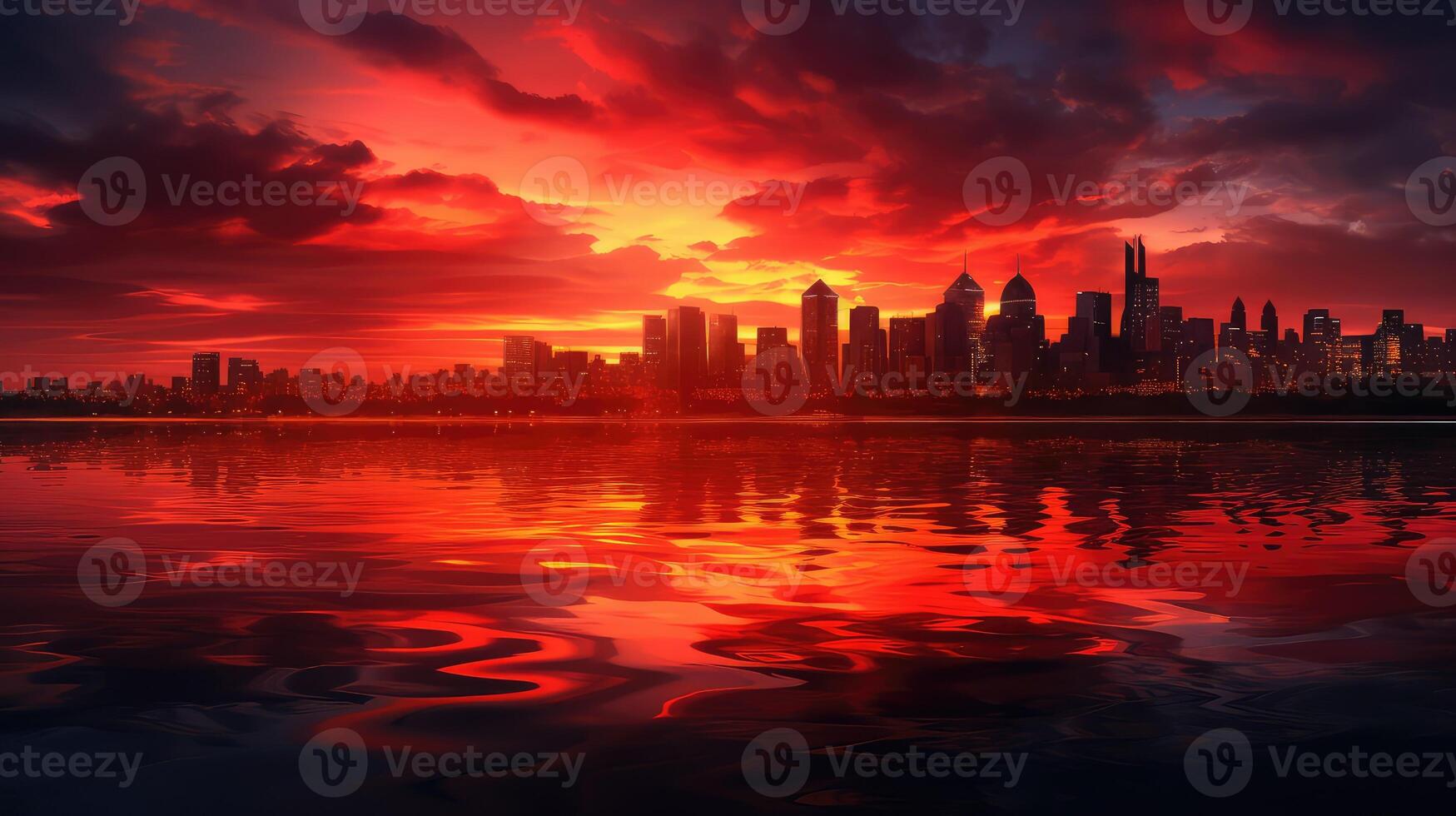 silhouette sunset red photo
