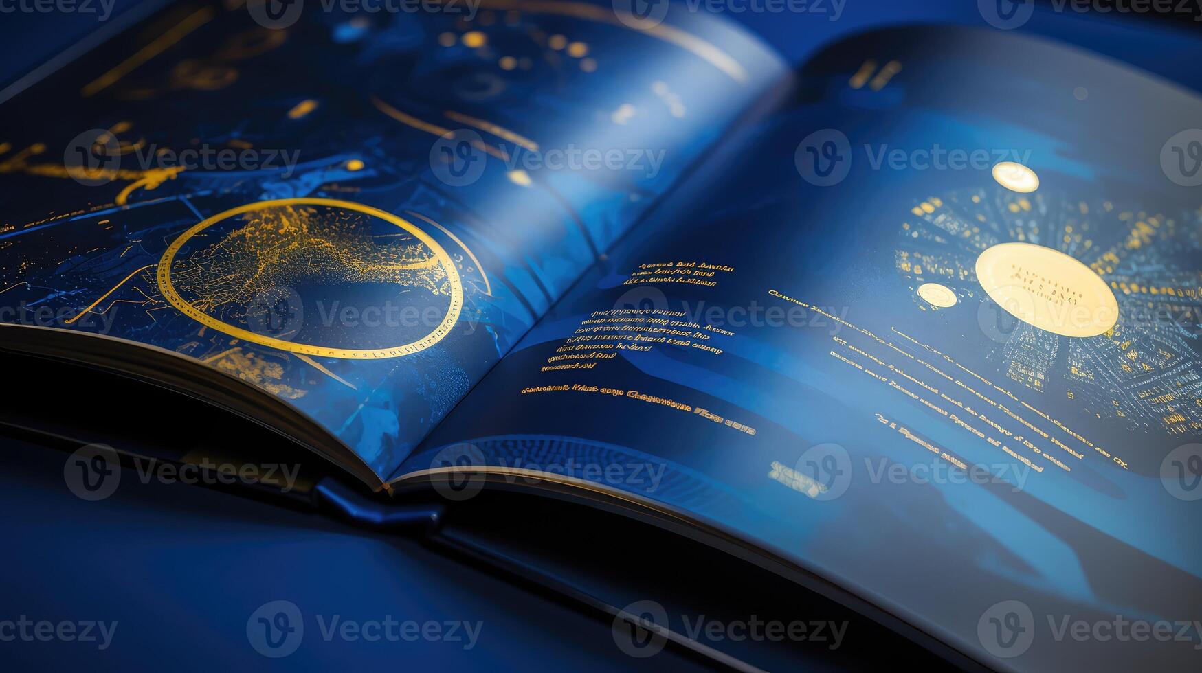 contrast blue and gold brochure photo