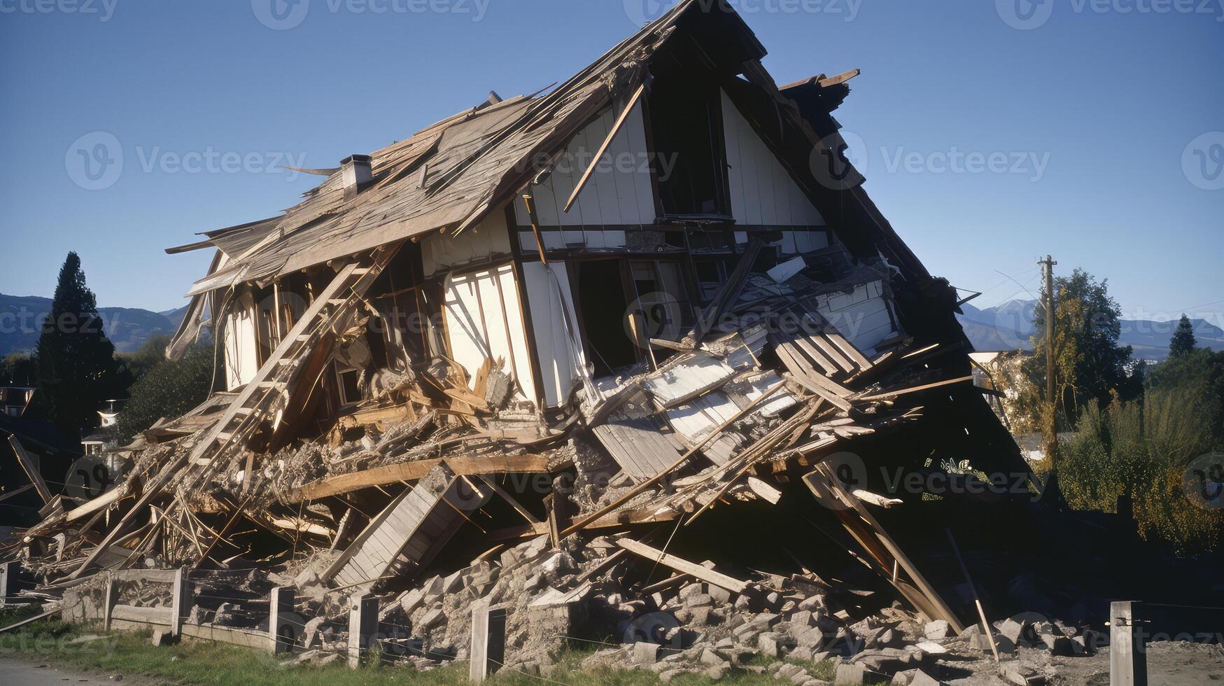 walls earthquake damage house photo