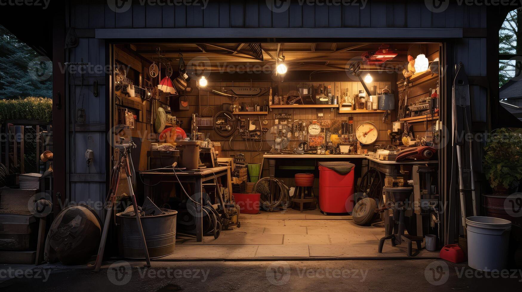 tools garage door open photo