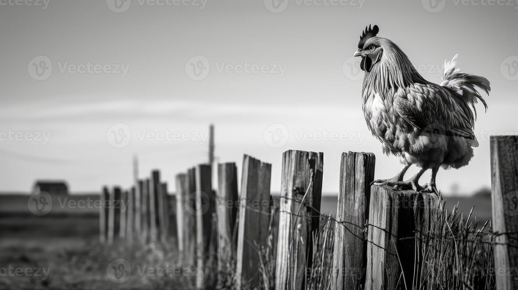 simplicity chicken black and white photo