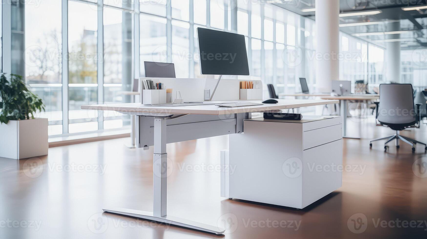 ergonomics empty desk office photo
