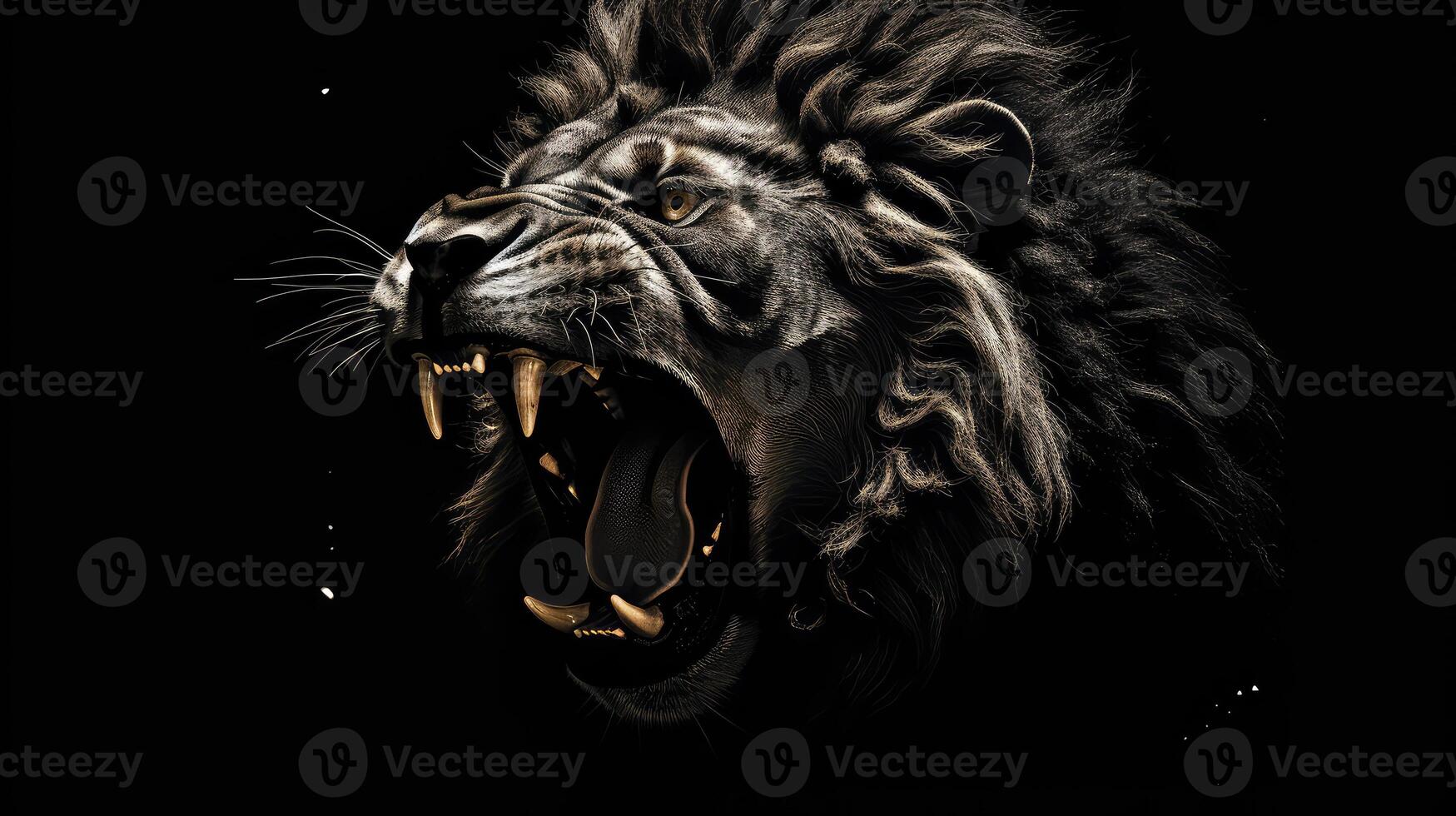 lion daisy black background photo