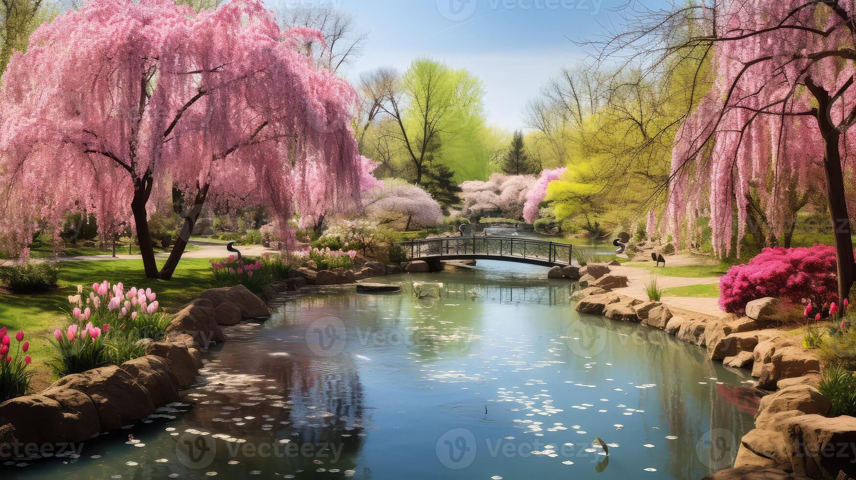 pond spring garden photo