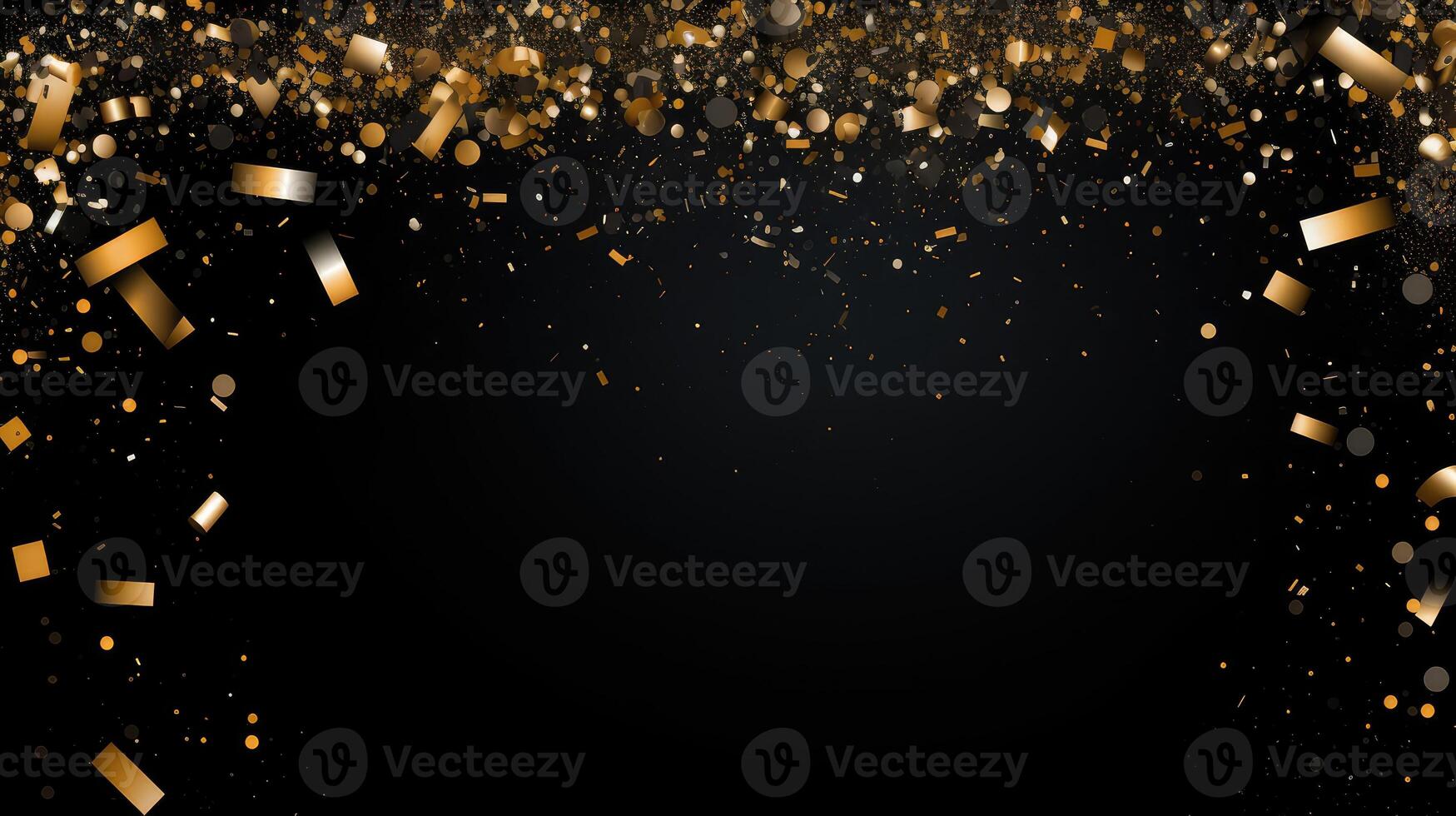 confetti gold frame black background photo