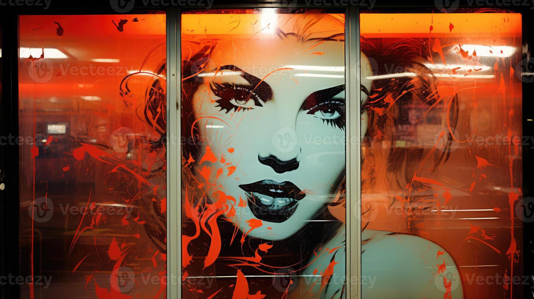 door graffiti on glass photo