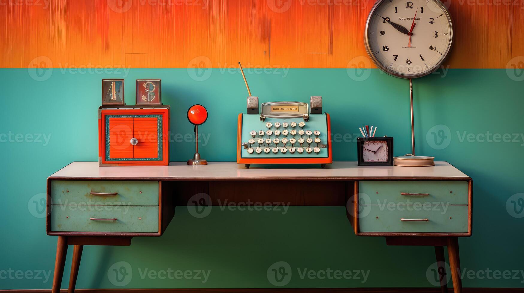 patterned retro desk photo