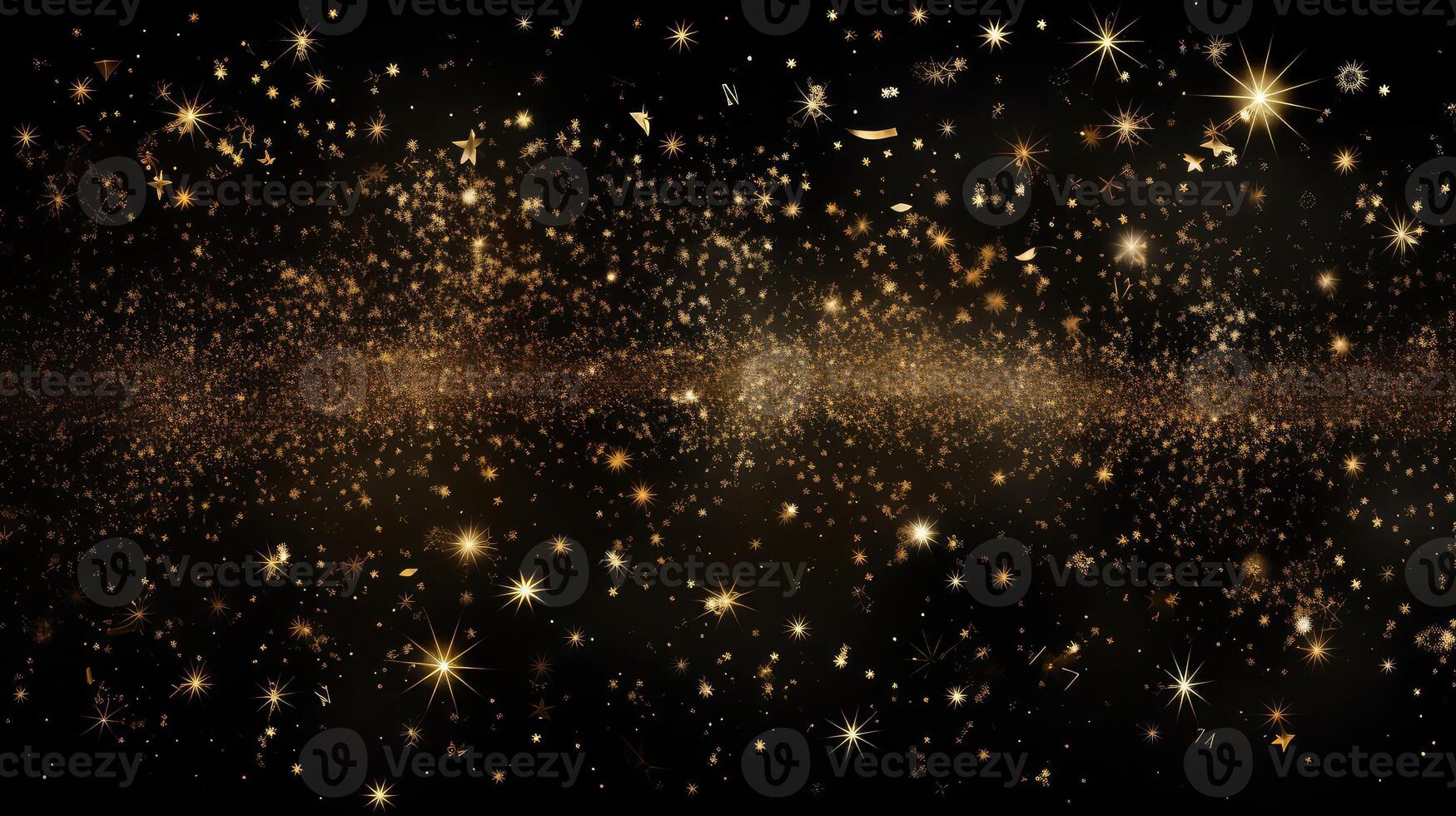 magical black background gold stars photo