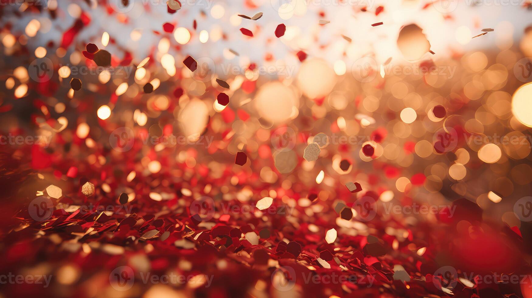 vibrant red gold confetti photo