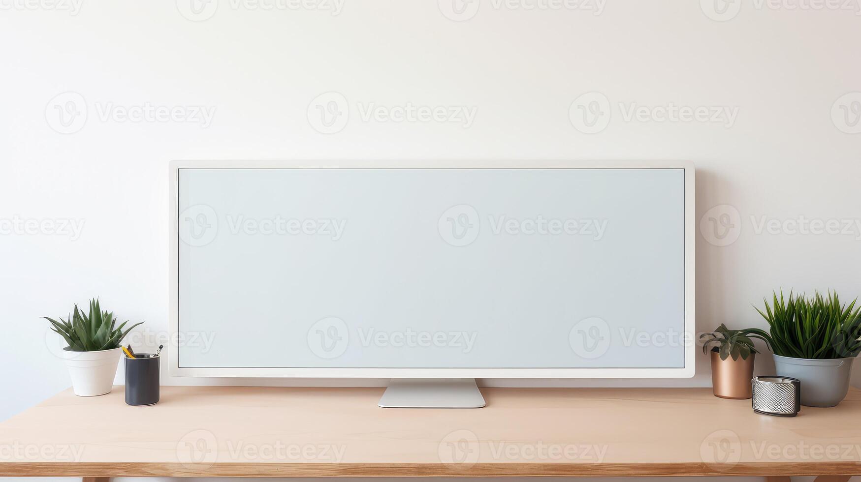 glass computer screen on desk photo