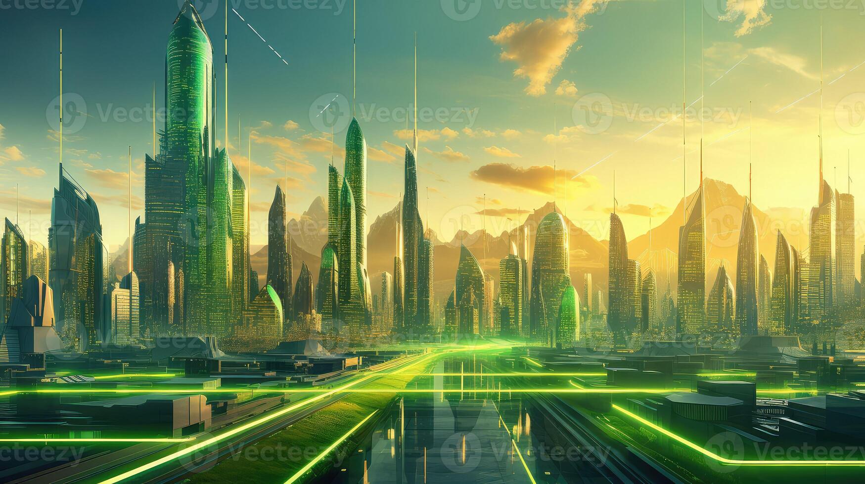 progress yellow and green futuristic background photo