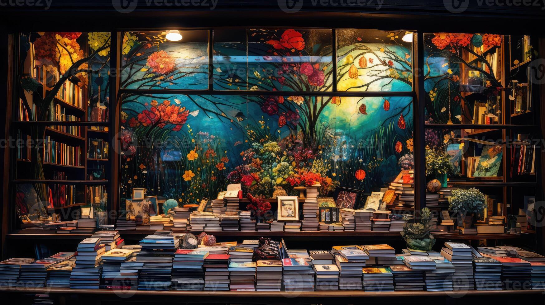 colorful books store photo