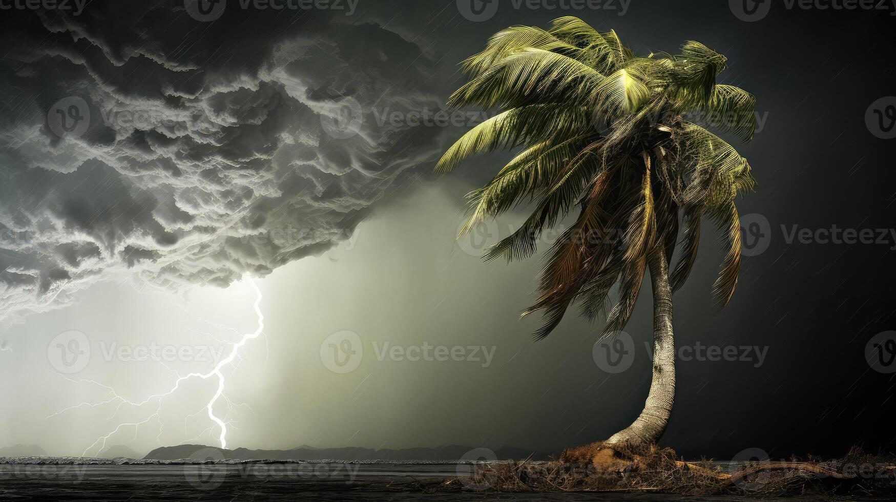 sky storm palm tree photo