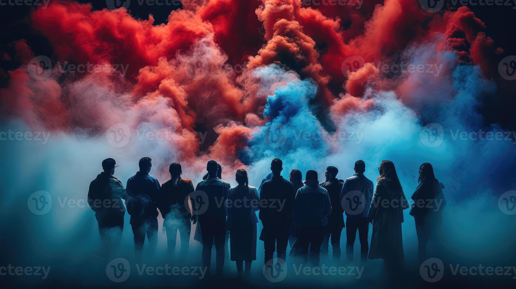 harmony blue and red smoke photo