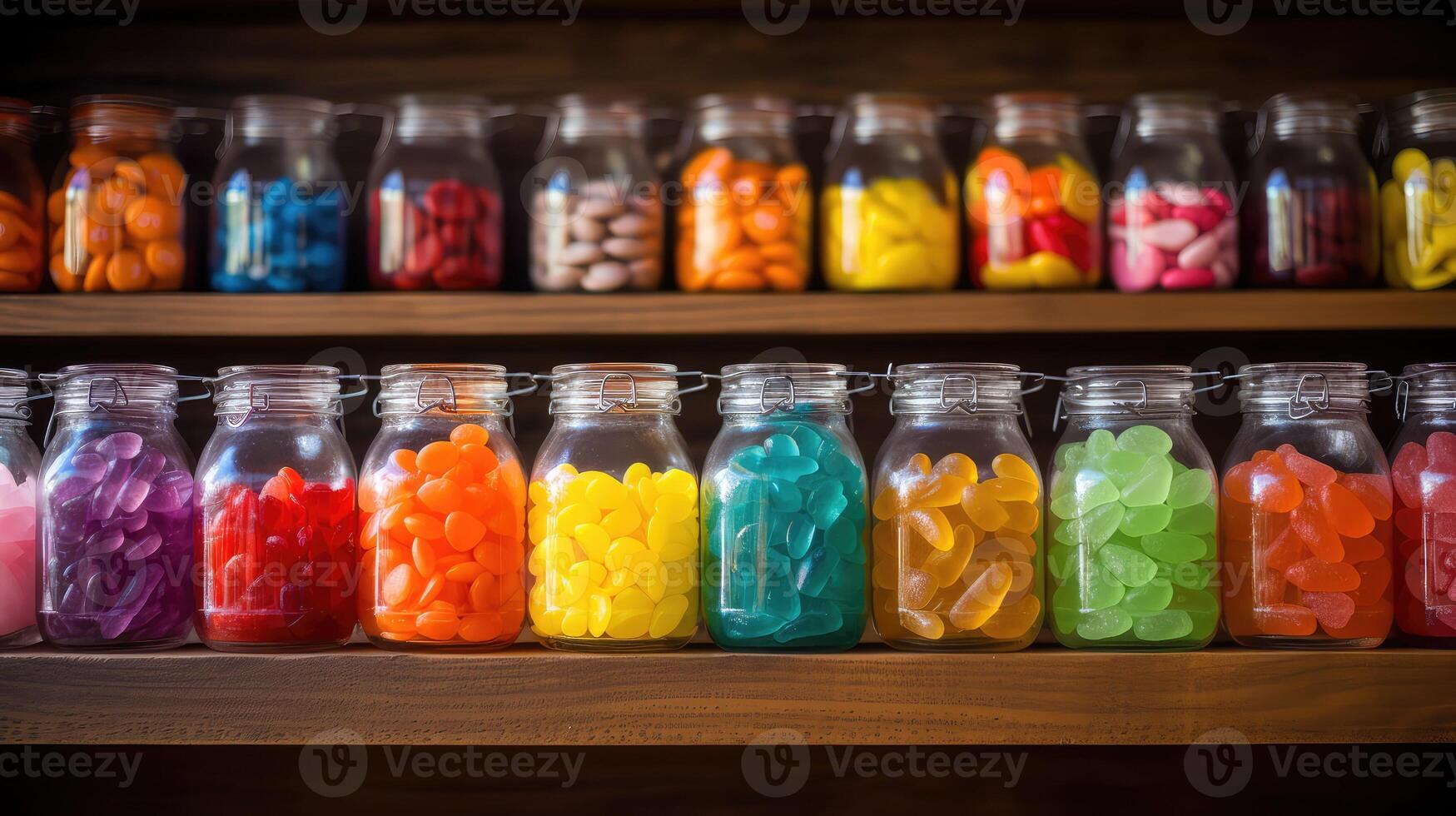 colorful glass jars photo