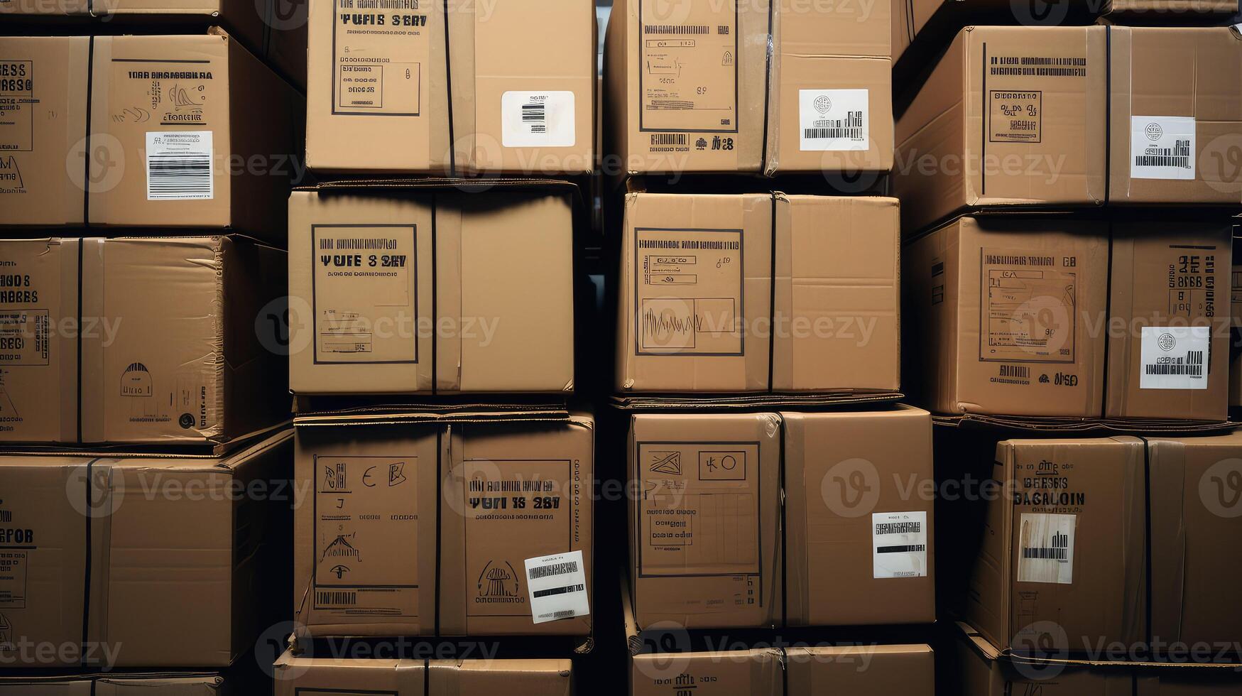 barcodes stack of cardboard boxes photo