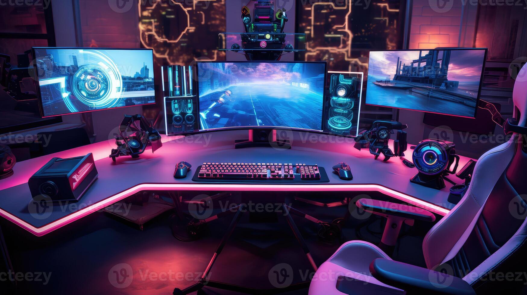 monitors computer table photo