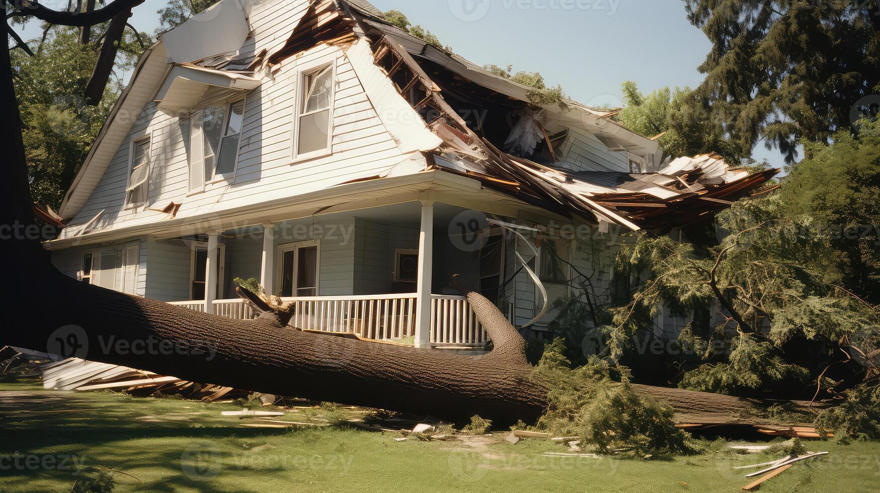 roof tree fall home photo