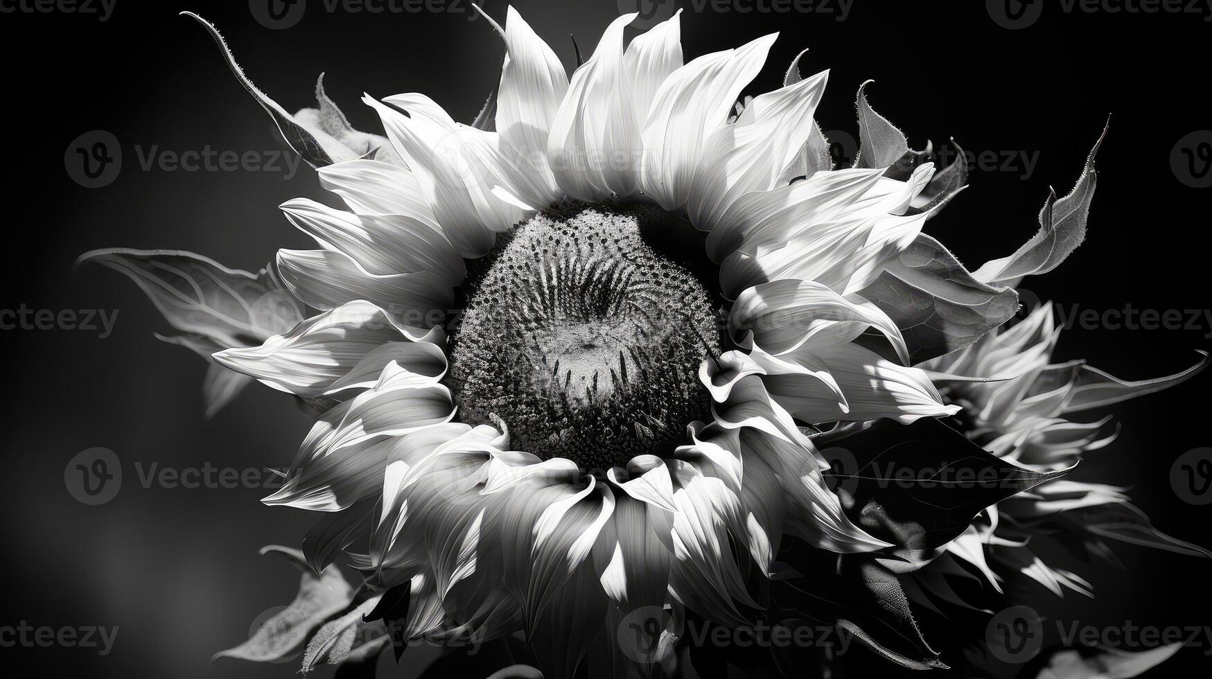 shadow sunflower black and white photo